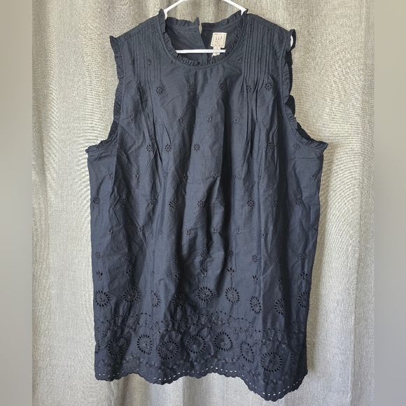 NWT Gap x Doen black eyelet mini dress size XL Sleeveless - Picture 2 of 6